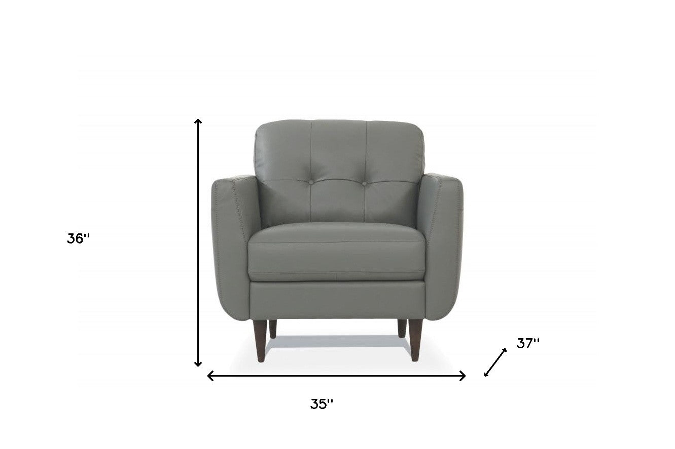 The Madison – Gray & Black Genuine Leather Tufted Arm Chair