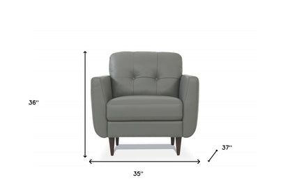 The Madison – Gray & Black Genuine Leather Tufted Arm Chair