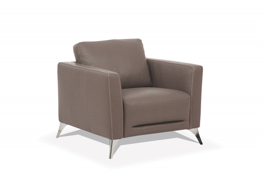 The Preston – Taupe & Black Genuine Leather Arm Chair