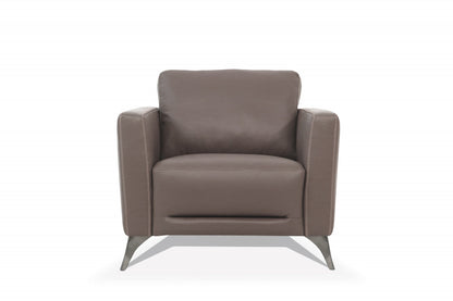 The Preston – Taupe & Black Genuine Leather Arm Chair