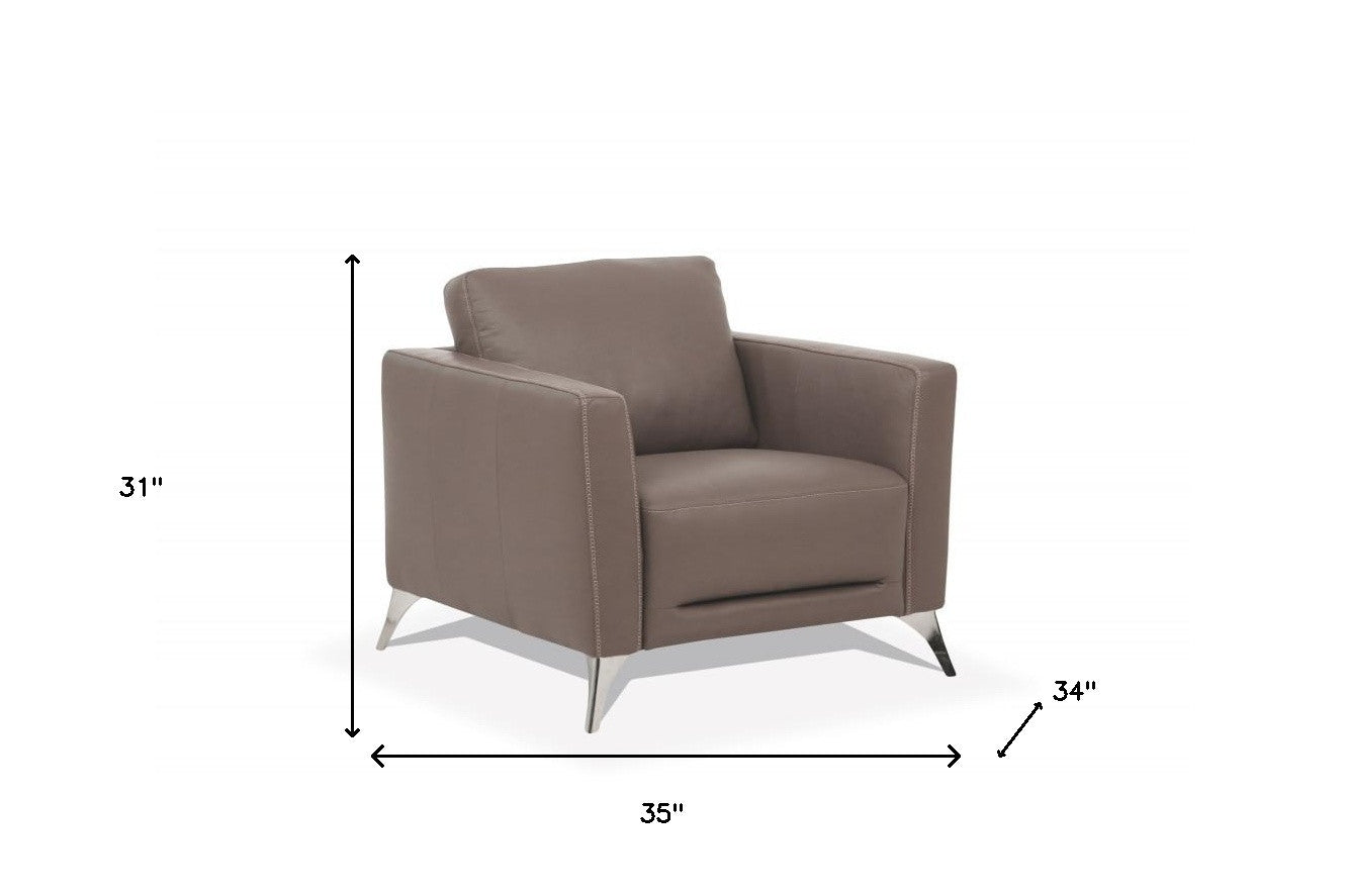 The Preston – Taupe & Black Genuine Leather Arm Chair