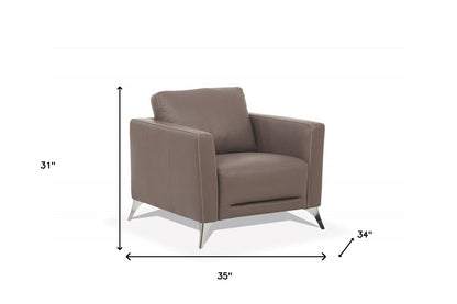 The Preston – Taupe & Black Genuine Leather Arm Chair