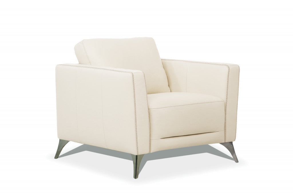 The Kingswell – Cream & Black Genuine Leather Arm Chair