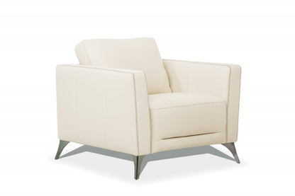 The Kingswell – Cream & Black Genuine Leather Arm Chair