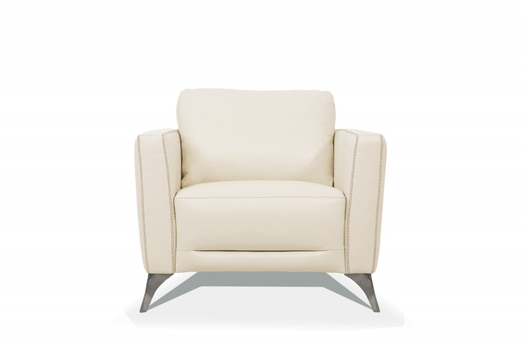 The Kingswell – Cream & Black Genuine Leather Arm Chair