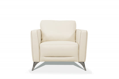 The Kingswell – Cream & Black Genuine Leather Arm Chair
