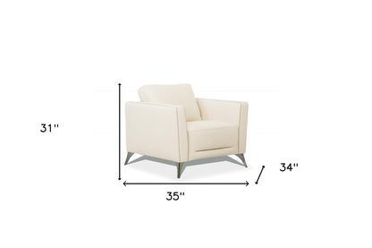 The Kingswell – Cream & Black Genuine Leather Arm Chair