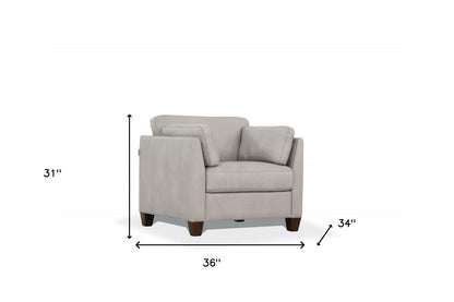 The Ashford – White & Black Genuine Leather Arm Chair