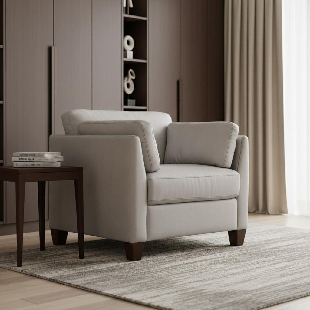 The Ashford – White & Black Genuine Leather Arm Chair