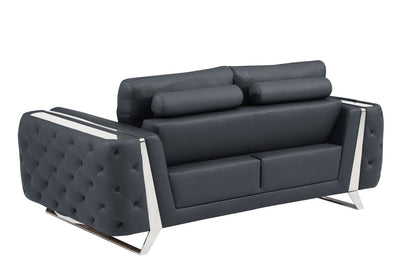 The Ashby – Dark Gray & Silver Genuine Leather Loveseat