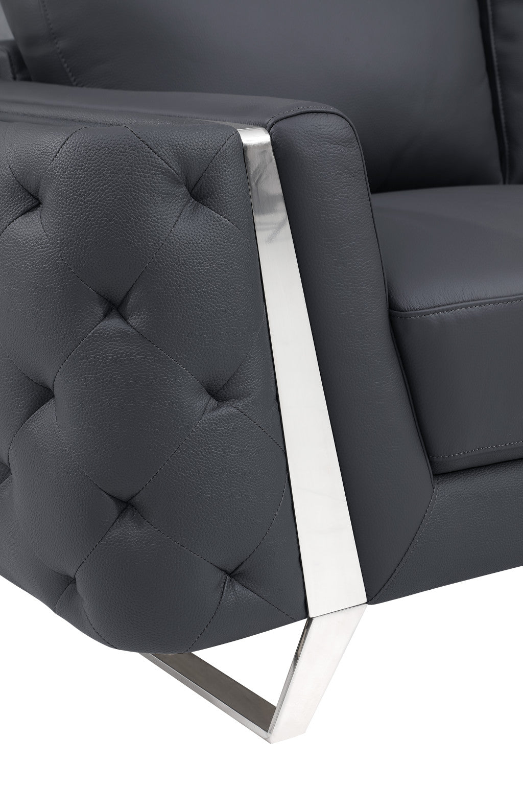 The Ashby – Dark Gray & Silver Genuine Leather Loveseat