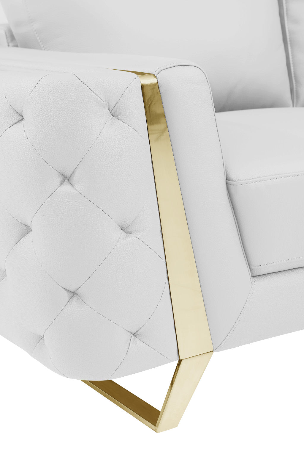 The Marlowe Crest – White & Gold Genuine Leather Loveseat
