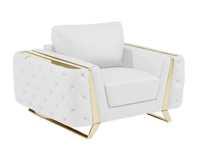The Dalton Arbour – White & Gold Genuine Leather Club Chair