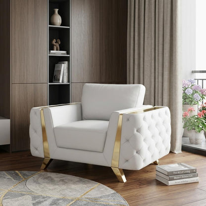 The Dalton Arbour – White & Gold Genuine Leather Club Chair