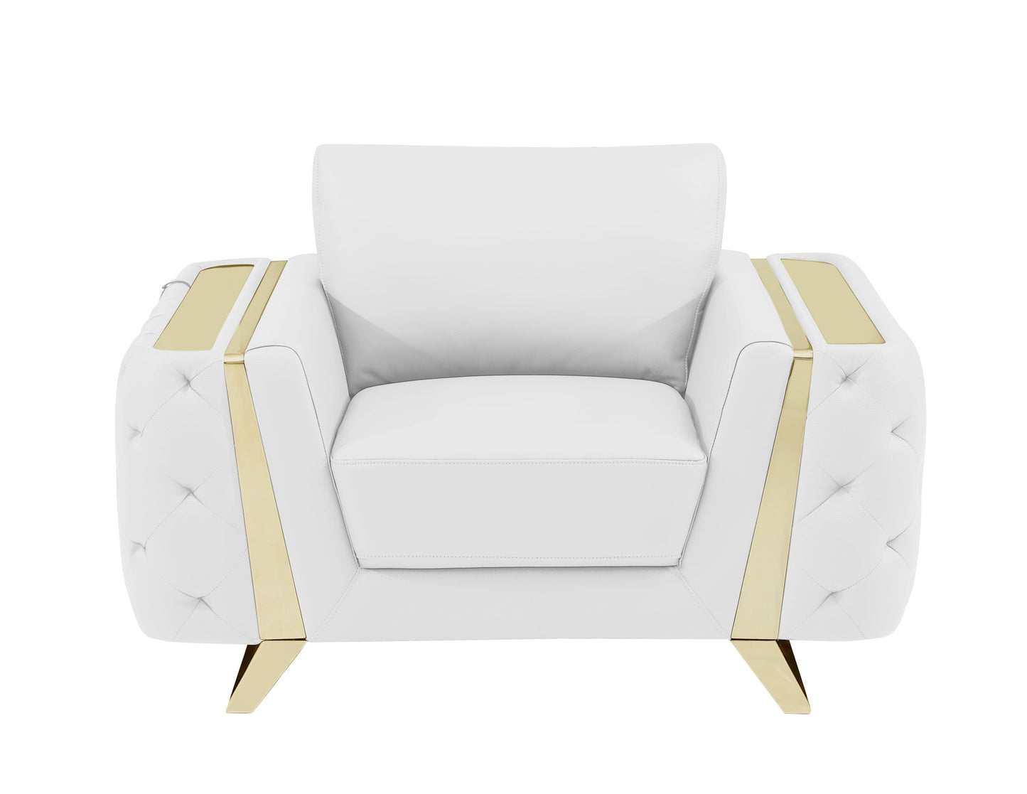 The Dalton Arbour – White & Gold Genuine Leather Club Chair