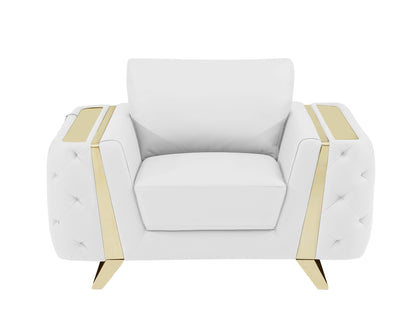 The Dalton Arbour – White & Gold Genuine Leather Club Chair