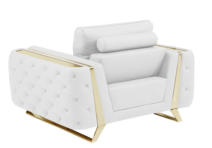 The Dalton Arbour – White & Gold Genuine Leather Club Chair