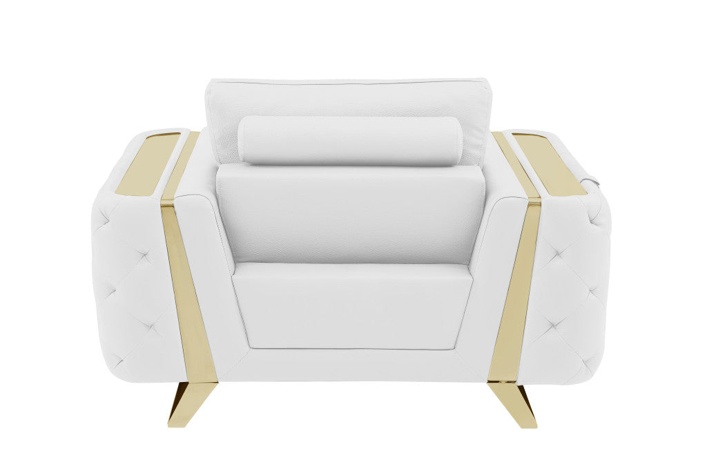 The Dalton Arbour – White & Gold Genuine Leather Club Chair