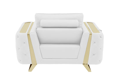 The Dalton Arbour – White & Gold Genuine Leather Club Chair
