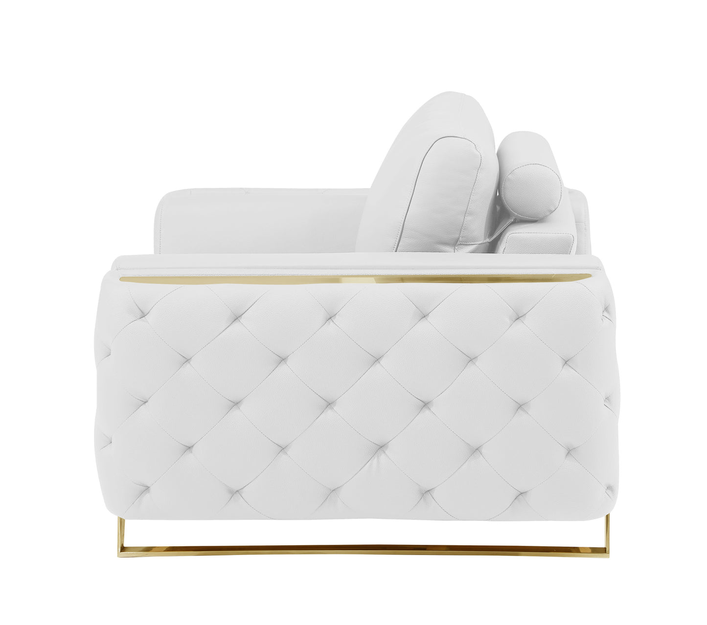 The Dalton Arbour – White & Gold Genuine Leather Club Chair