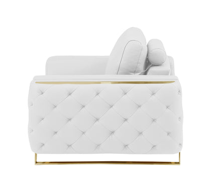 The Dalton Arbour – White & Gold Genuine Leather Club Chair