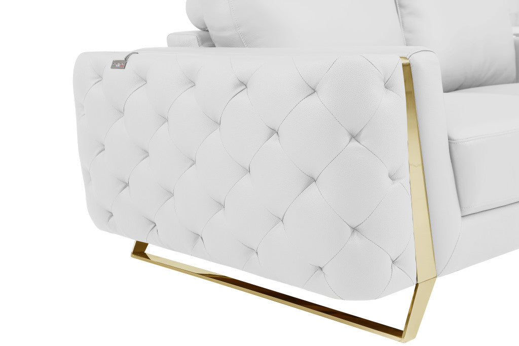 The Dalton Arbour – White & Gold Genuine Leather Club Chair