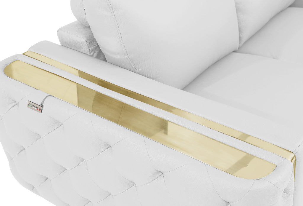 The Dalton Arbour – White & Gold Genuine Leather Club Chair