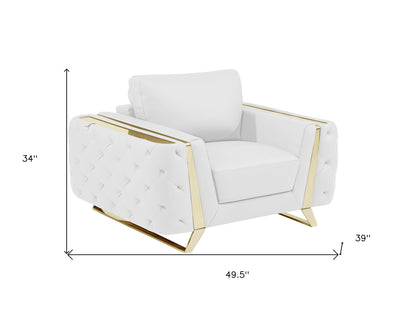 The Dalton Arbour – White & Gold Genuine Leather Club Chair