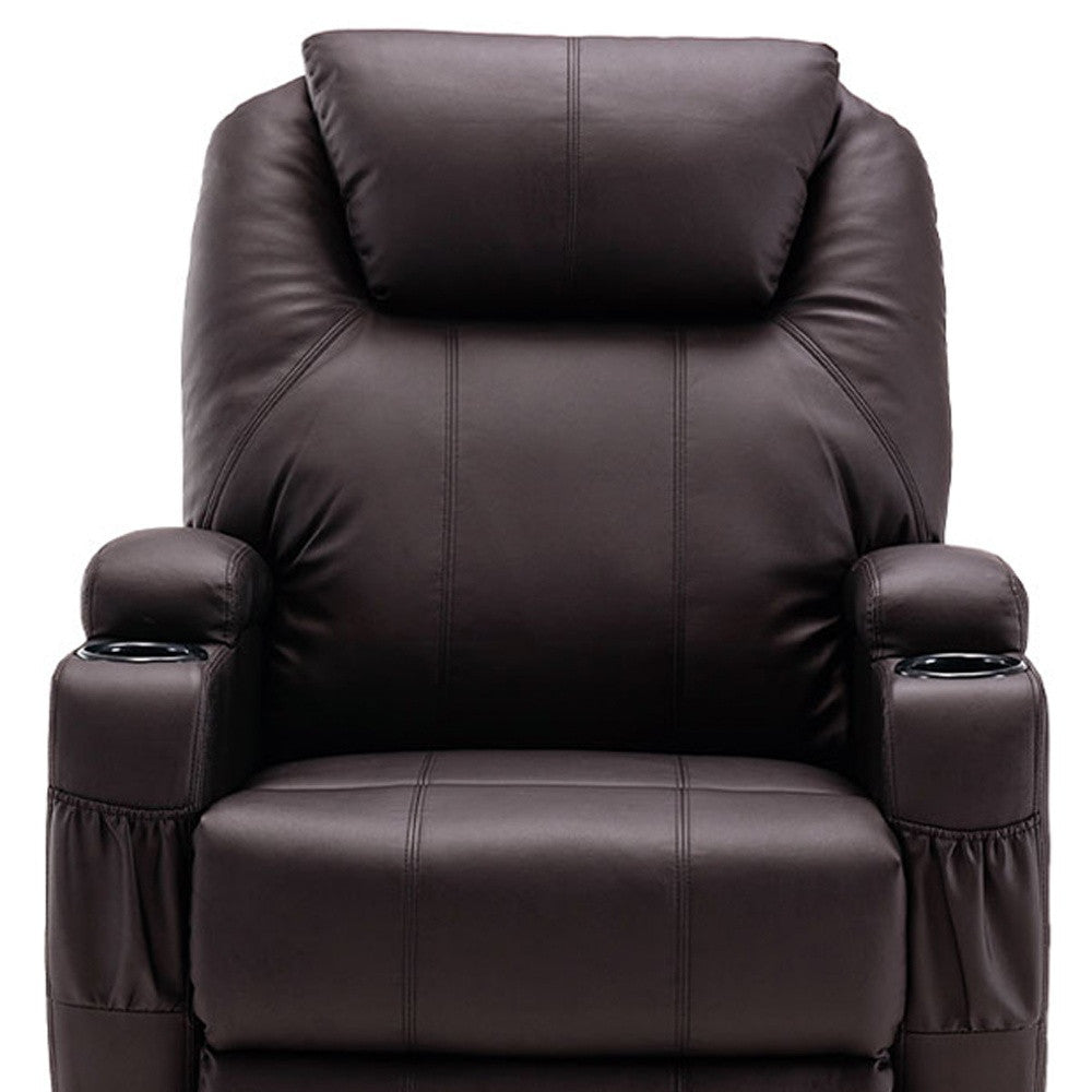 The Dovarro – Brown Faux Leather Power Heated Massage Lift Assist Recliner