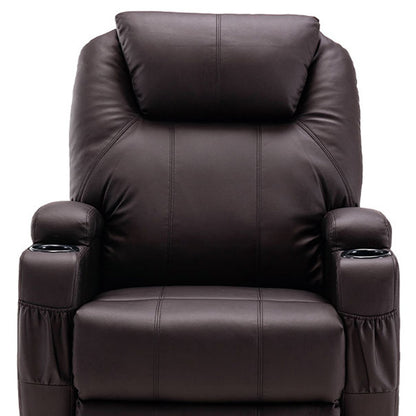 The Dovarro – Brown Faux Leather Power Heated Massage Lift Assist Recliner