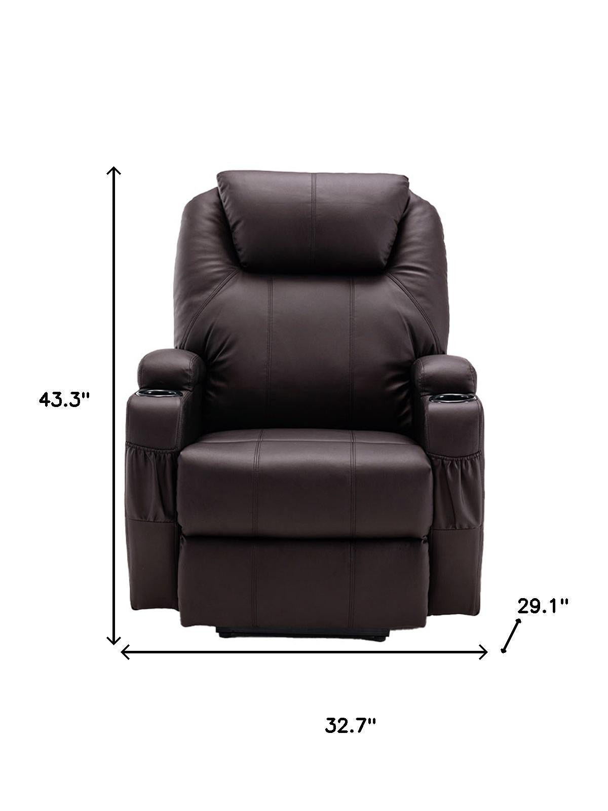 The Dovarro – Brown Faux Leather Power Heated Massage Lift Assist Recliner