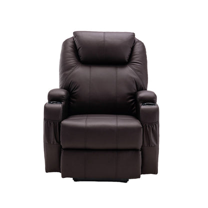 The Dovarro – Brown Faux Leather Power Heated Massage Lift Assist Recliner