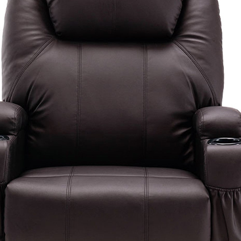 The Dovarro – Brown Faux Leather Power Heated Massage Lift Assist Recliner