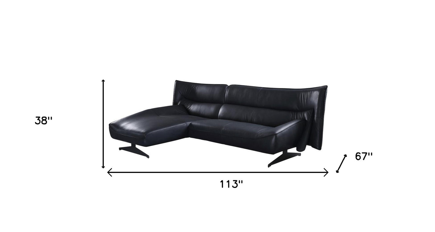 The Varellan – Dark Gray Top Grain Leather L-Shaped Two Piece Sofa & Chaise Sectional