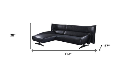 The Varellan – Dark Gray Top Grain Leather L-Shaped Two Piece Sofa & Chaise Sectional