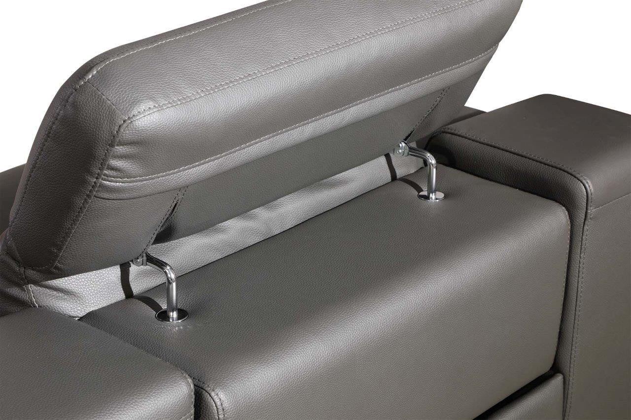 The Varello – Gray Italian Leather Power Reclining U-Shaped Five Piece Corner Sectional with Console