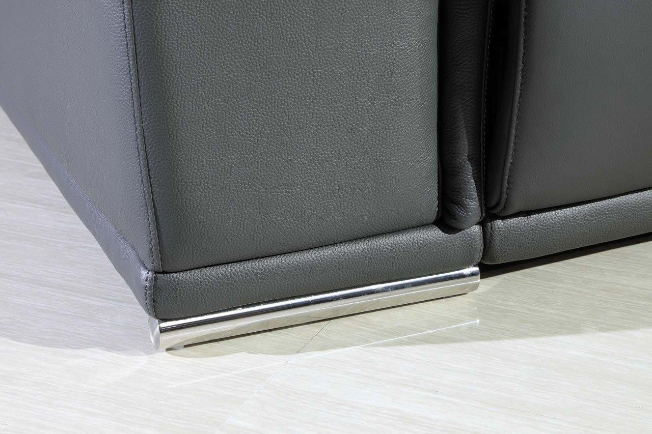 The Varello – Gray Italian Leather Power Reclining U-Shaped Five Piece Corner Sectional with Console