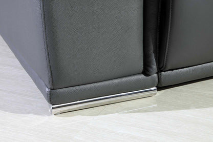 The Varello – Gray Italian Leather Power Reclining U-Shaped Five Piece Corner Sectional with Console