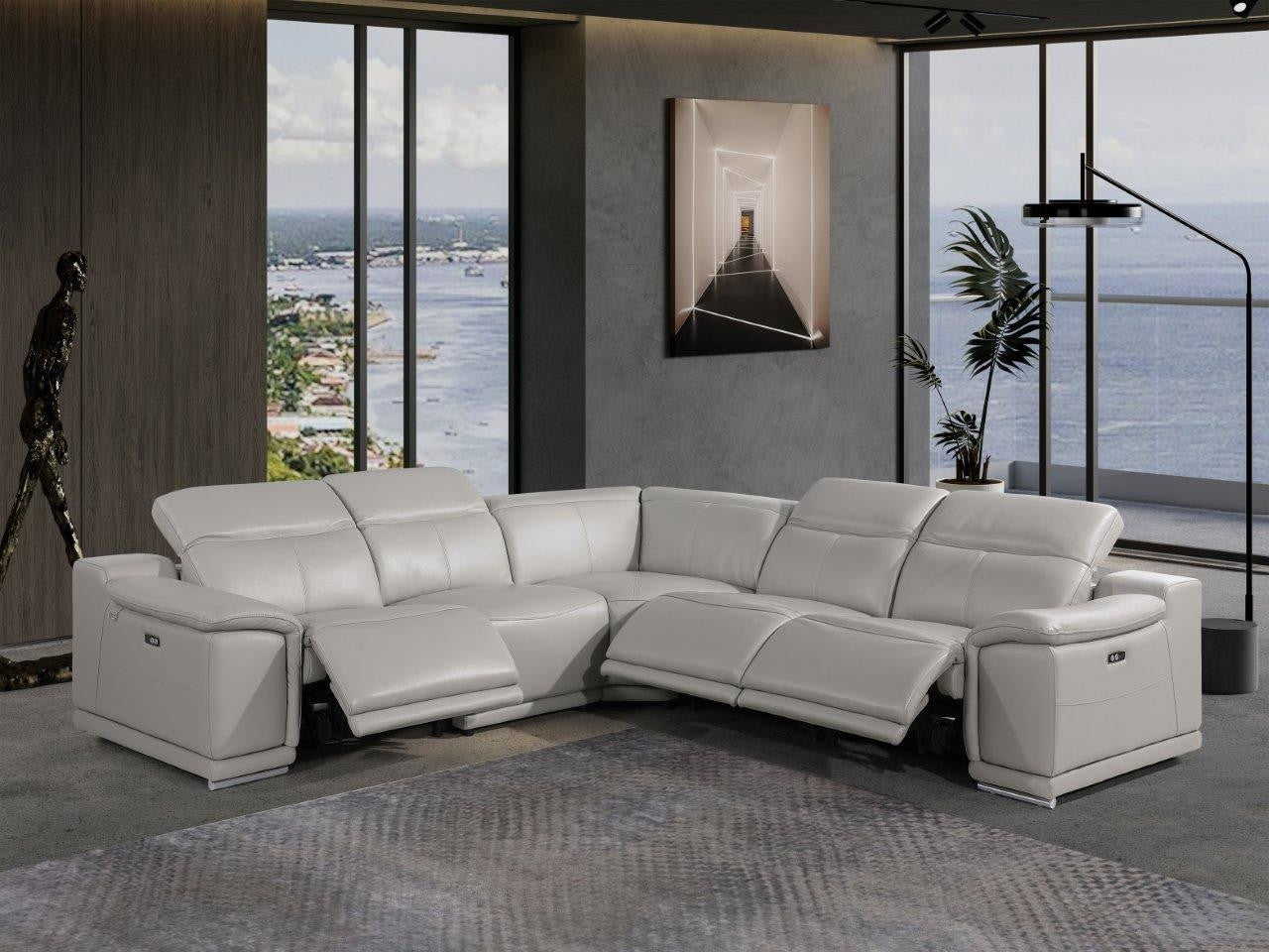 Atlas Power Reclining Sectional – Light Gray