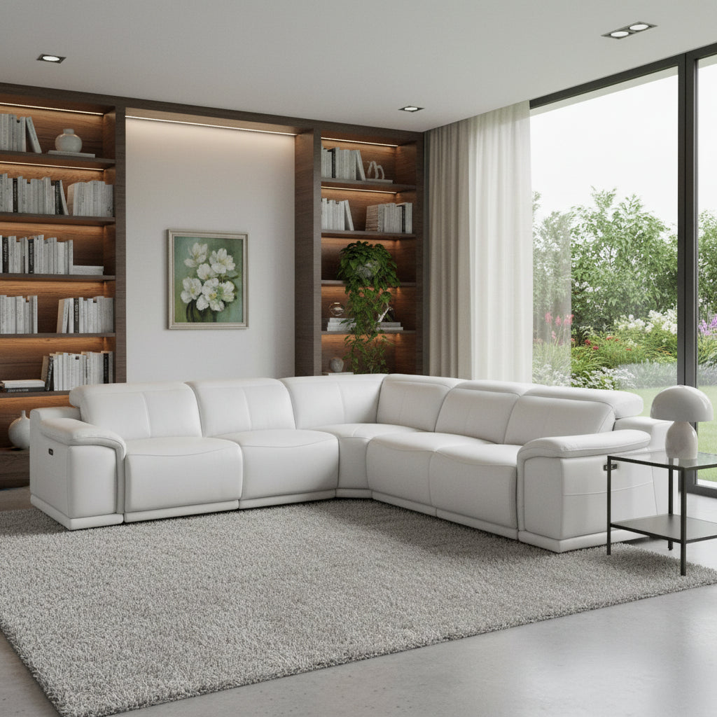 Atlas Power Reclining Sectional – White