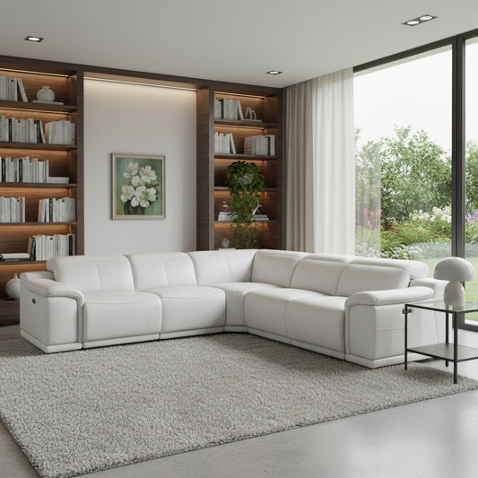 Atlas Power Reclining Sectional – White