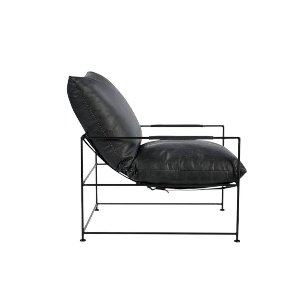 The Varric – Black Genuine Leather Distressed Arm Chair