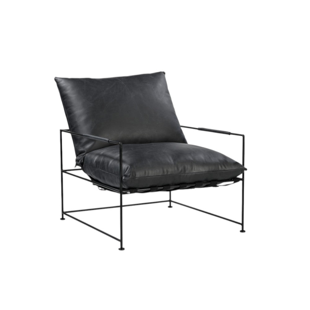 The Varric – Black Genuine Leather Distressed Arm Chair