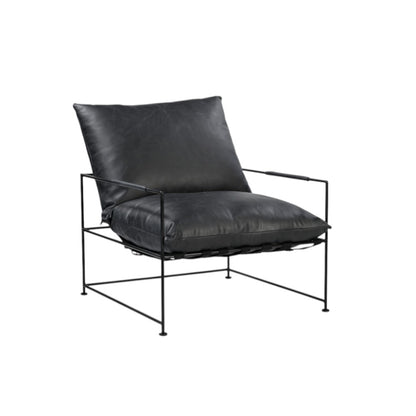 The Varric – Black Genuine Leather Distressed Arm Chair