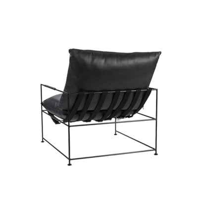 The Varric – Black Genuine Leather Distressed Arm Chair