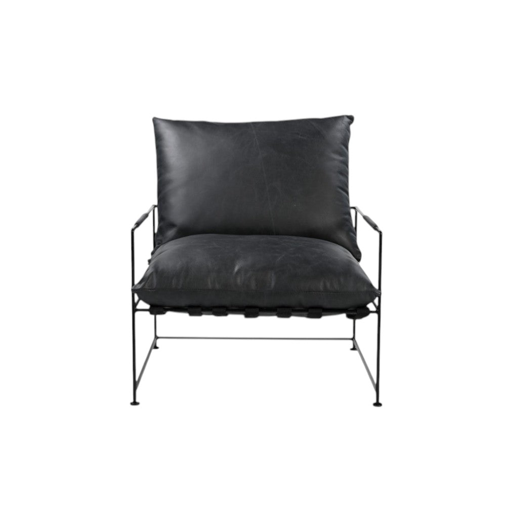 The Varric – Black Genuine Leather Distressed Arm Chair