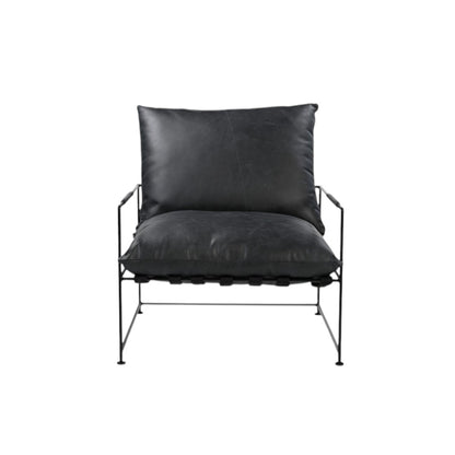 The Varric – Black Genuine Leather Distressed Arm Chair