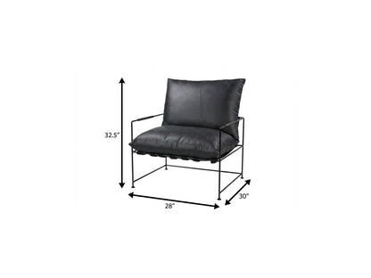 The Varric – Black Genuine Leather Distressed Arm Chair
