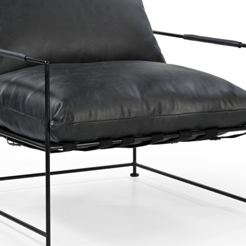 The Varric – Black Genuine Leather Distressed Arm Chair