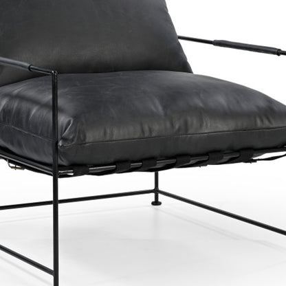 The Varric – Black Genuine Leather Distressed Arm Chair
